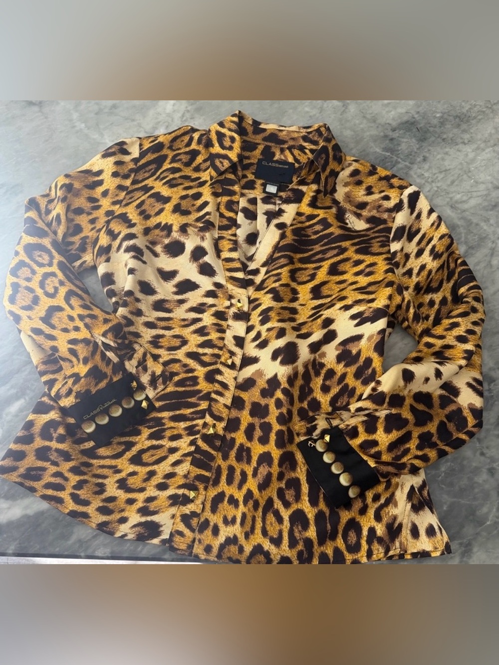 Roberto Cavalli vintage y2k late 1990s Leopard-Print Button blouse 100% silk
